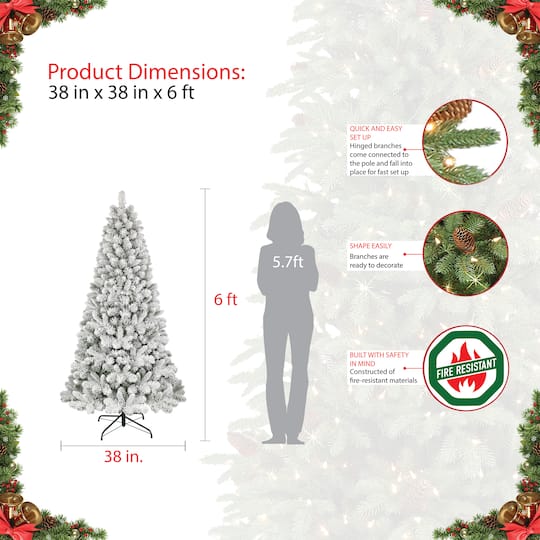 6ft. Unlit Flocked Virginia Pine Artificial Christmas Tree